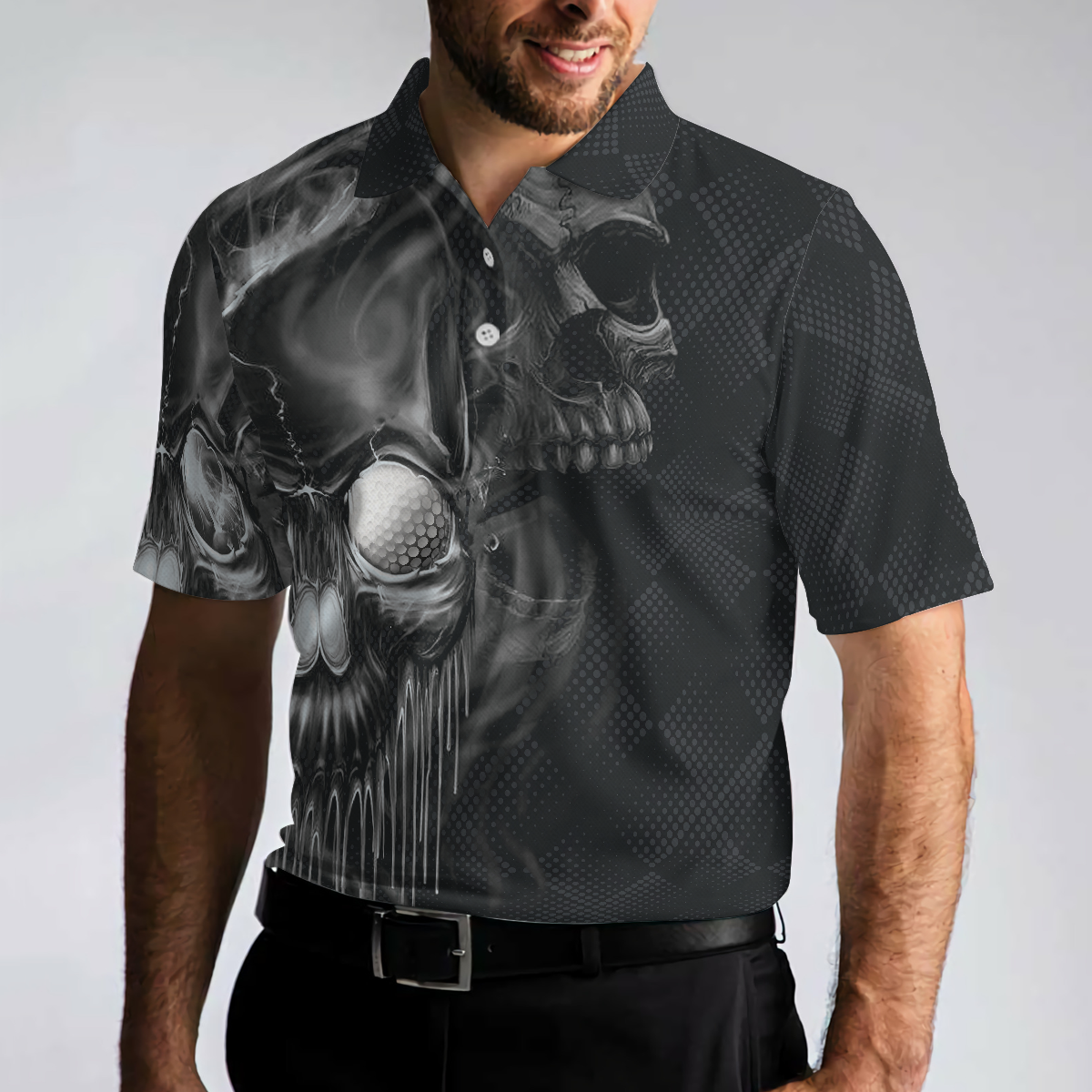 Golf Skull And Smoke Polo Shirt - Hyperfavor