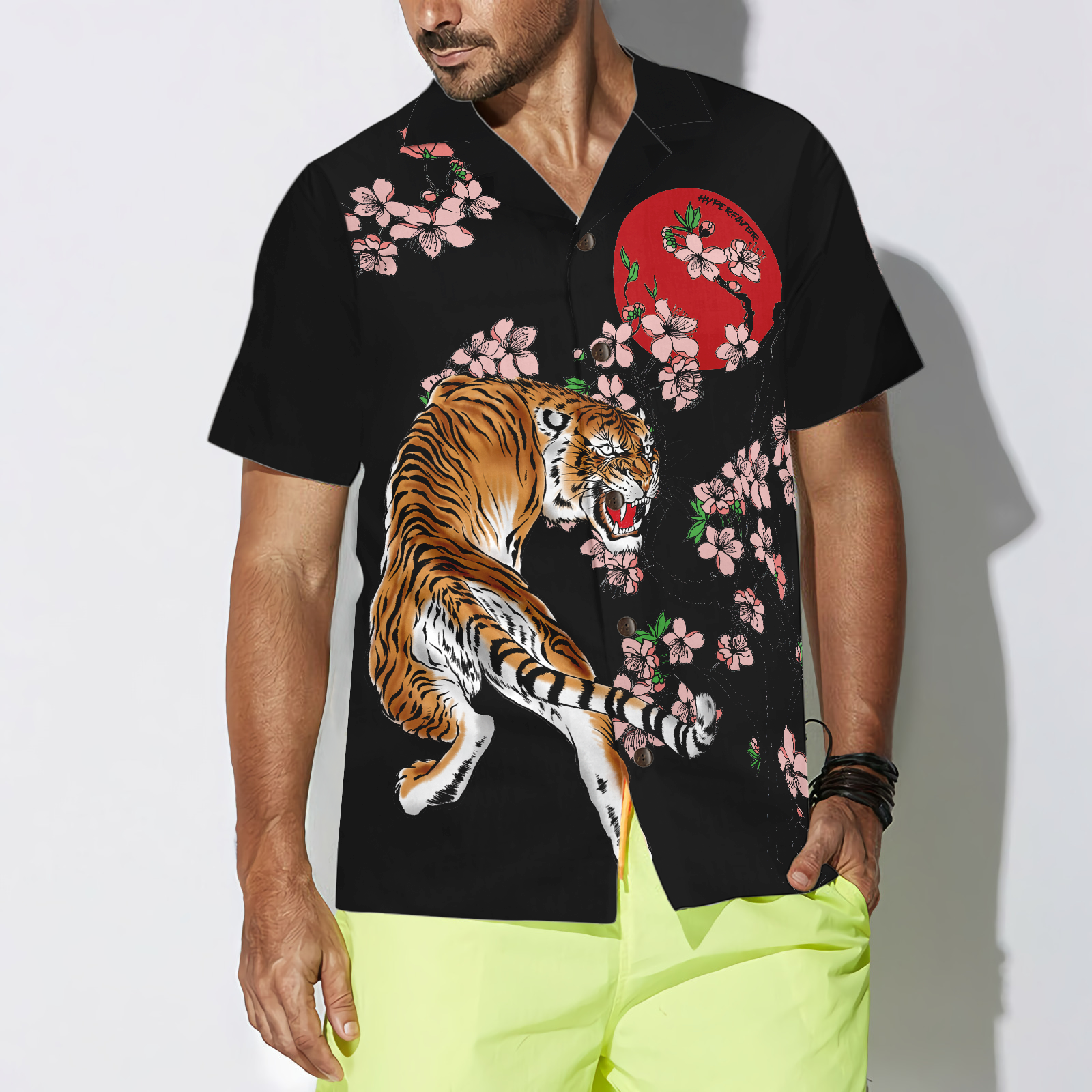 Japanese Tiger Sakura Shirt For Men Hawaiian Shirt - Hyperfavor