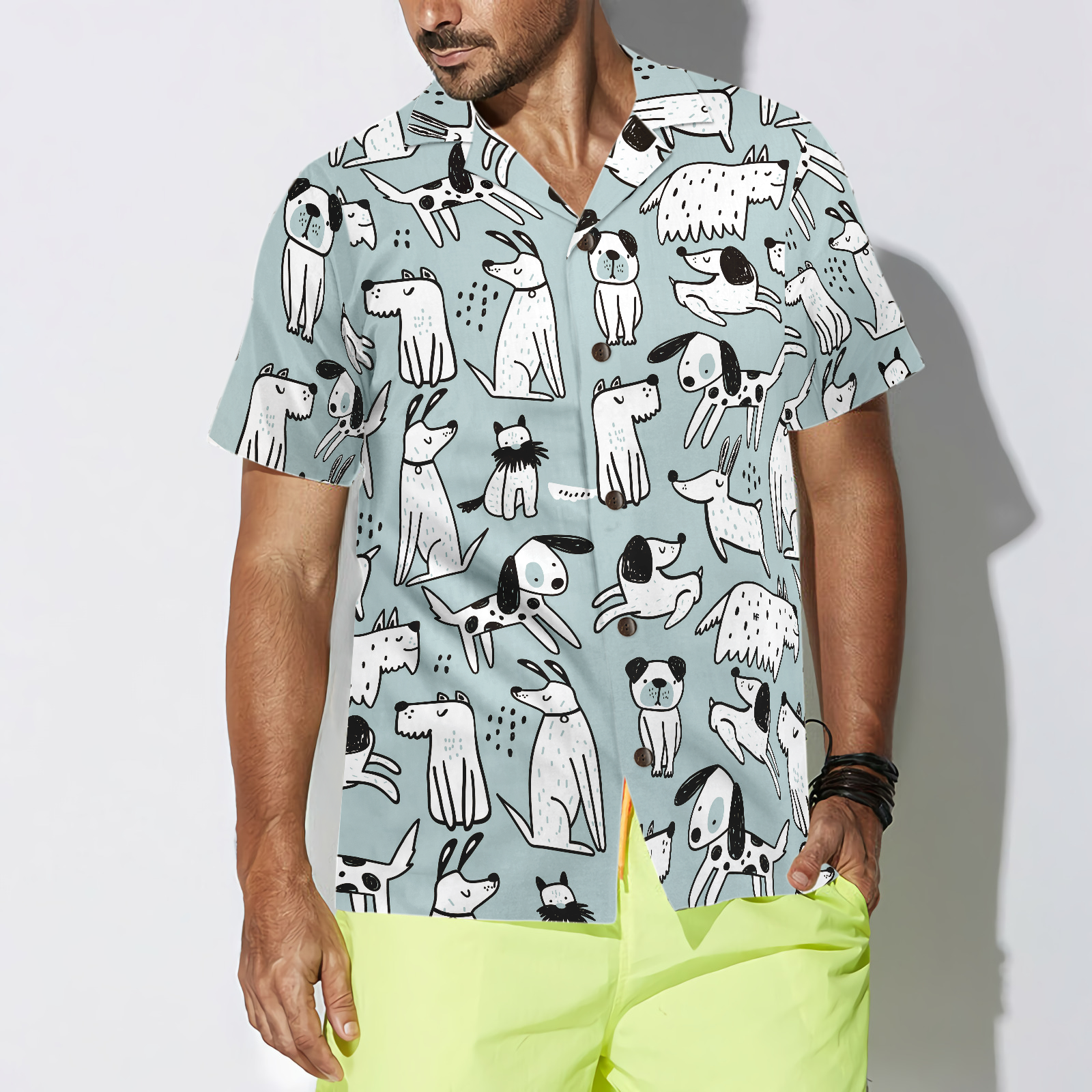 Seamless Pattern With Cute Dogs Hawaiian Shirt - Hyperfavor