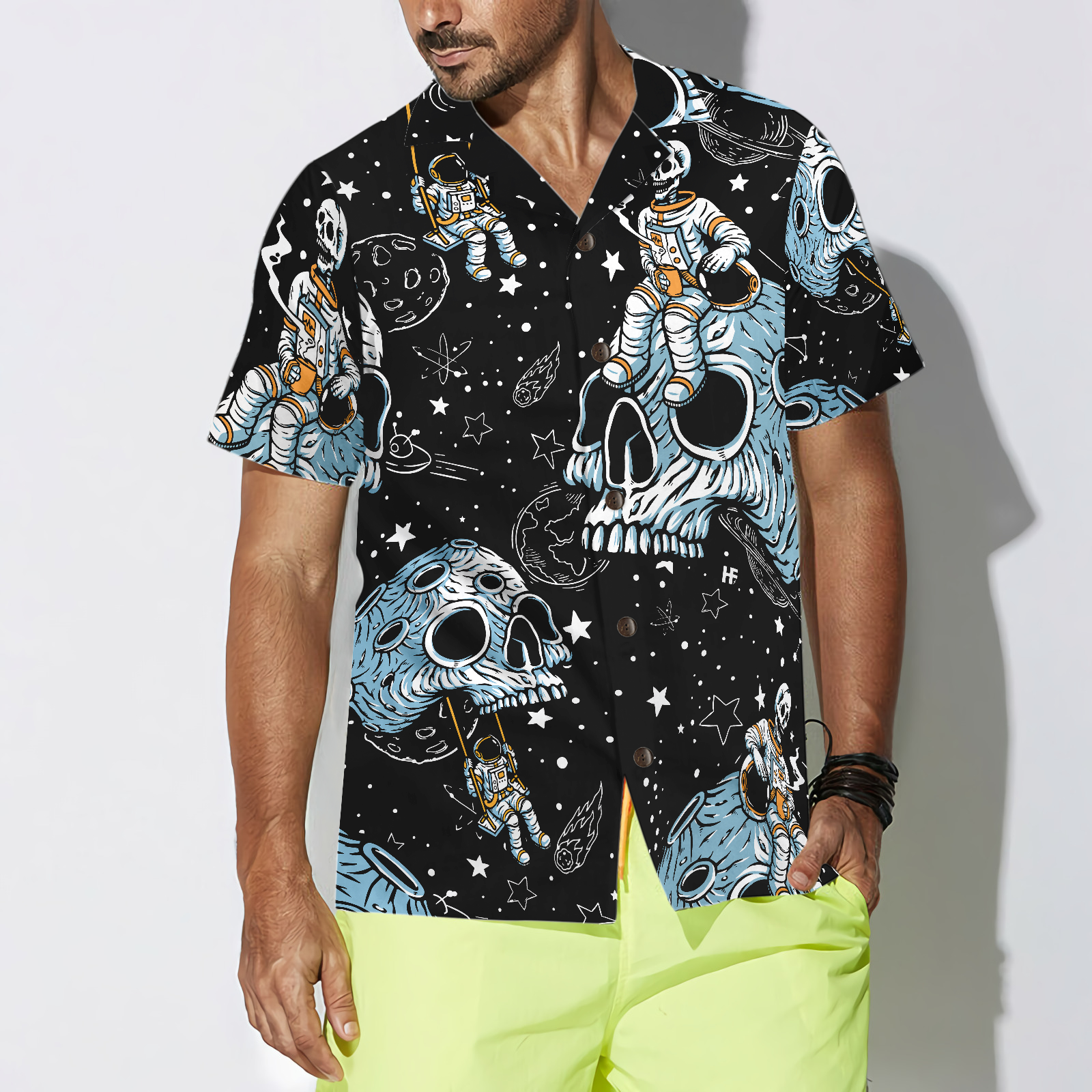 Lonely Skull Planet Outta Space Hawaiian Shirt - Hyperfavor