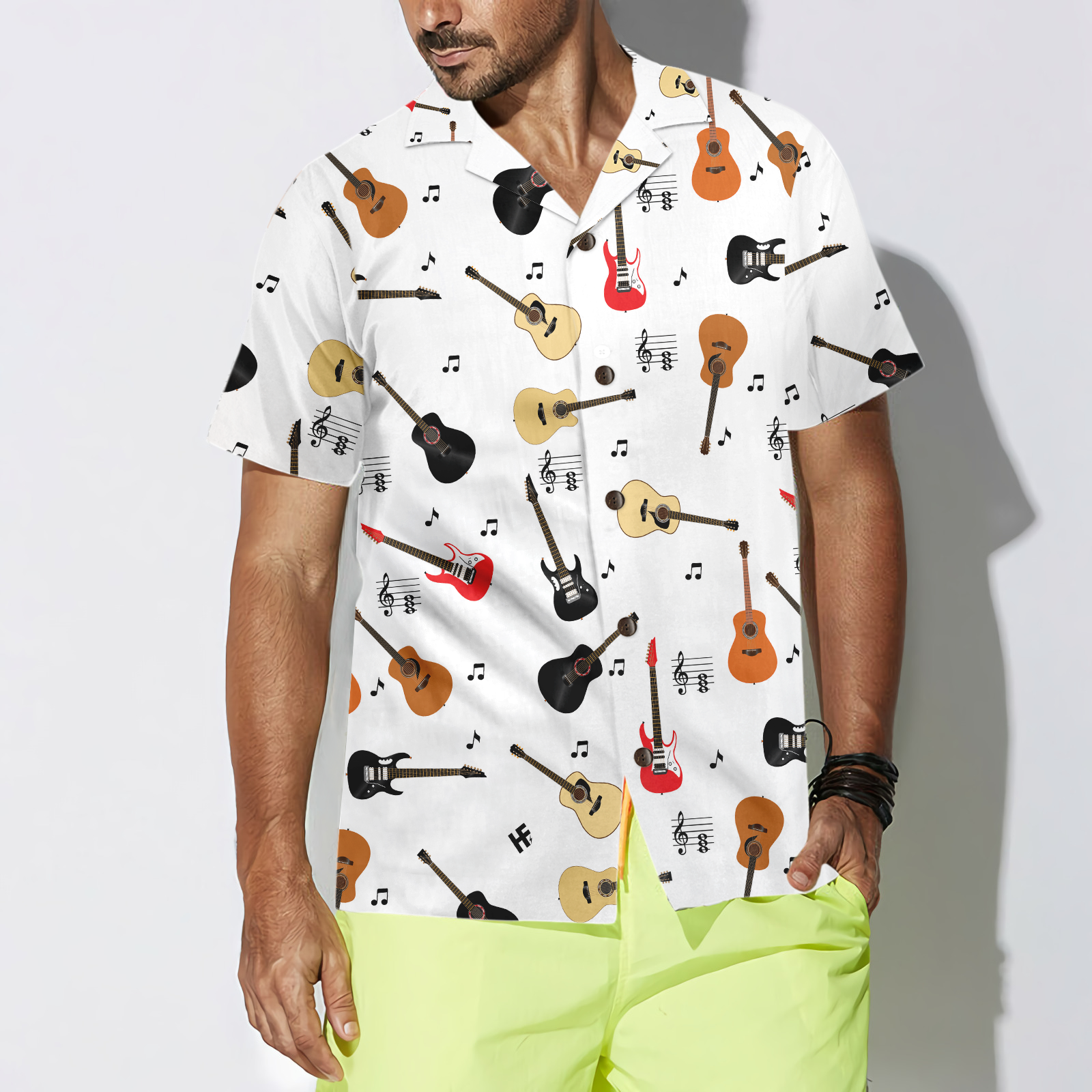 Guitar Musical Note Hawaiian Shirt - Hyperfavor