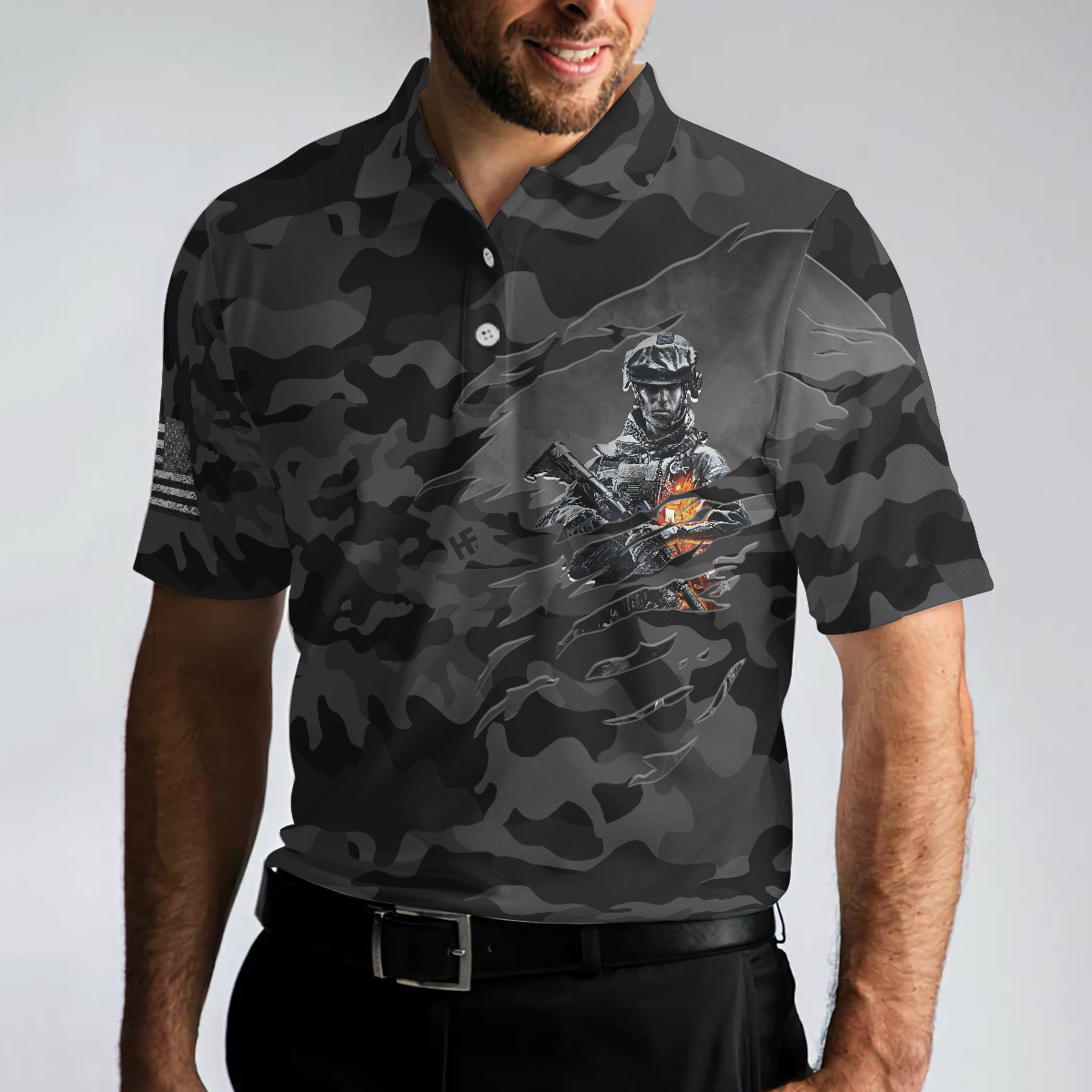 I Served My Country Polo Shirt, Dark Colored Camouflage Veteran Shirt Design, Best Gift For Veterans - Hyperfavor