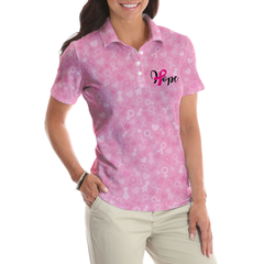 My God Is Stronger Than Breast Cancer Awareness Short Sleeve Women Polo Shirt - Hyperfavor