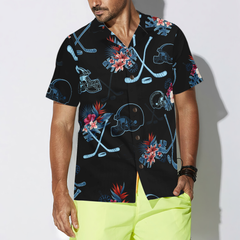 Hockey Helmet Tropical Pattern Hawaiian Shirt - Hyperfavor