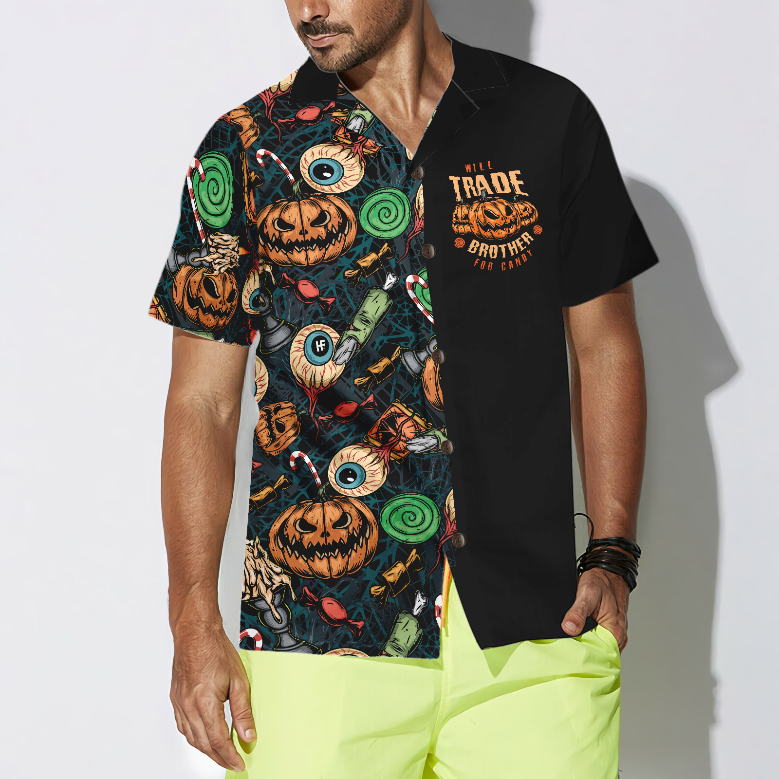 Vintage Halloween Scary Pumpkin Hawaiian Shirt - Hyperfavor