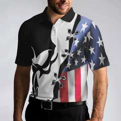 Black Skull Billiards Short Sleeve Polo Shirt, American Flag Polo Shirt, Best Billiards Shirt For Men - Hyperfavor