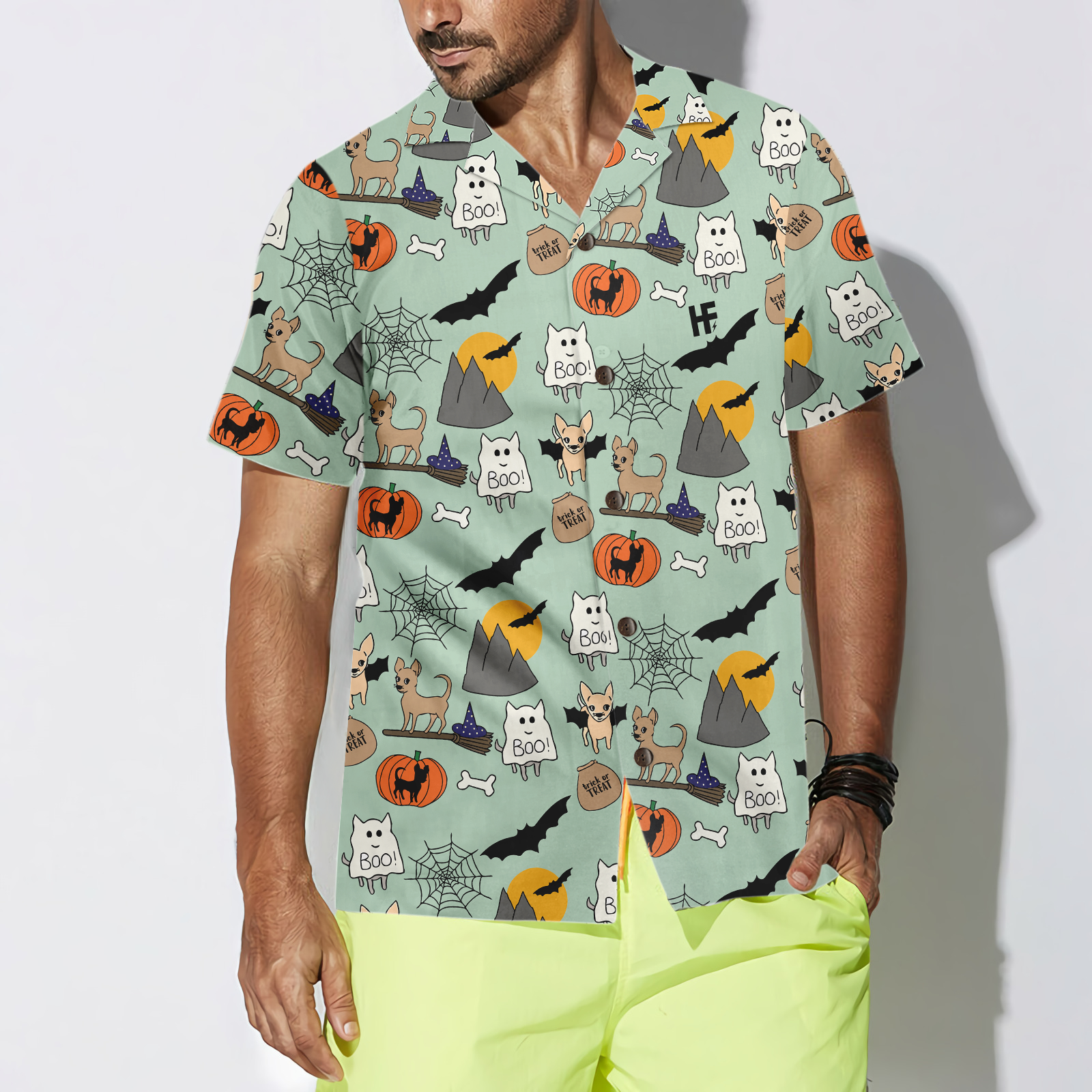 Halloween Chihuahua Shirt For Men Hawaiian Shirt - Hyperfavor