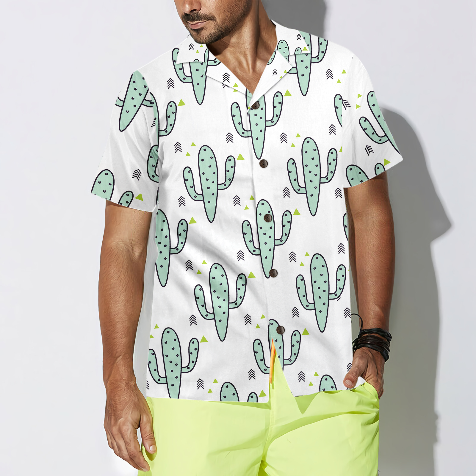 Green Mint Cactuses Hawaiian Shirt - Hyperfavor