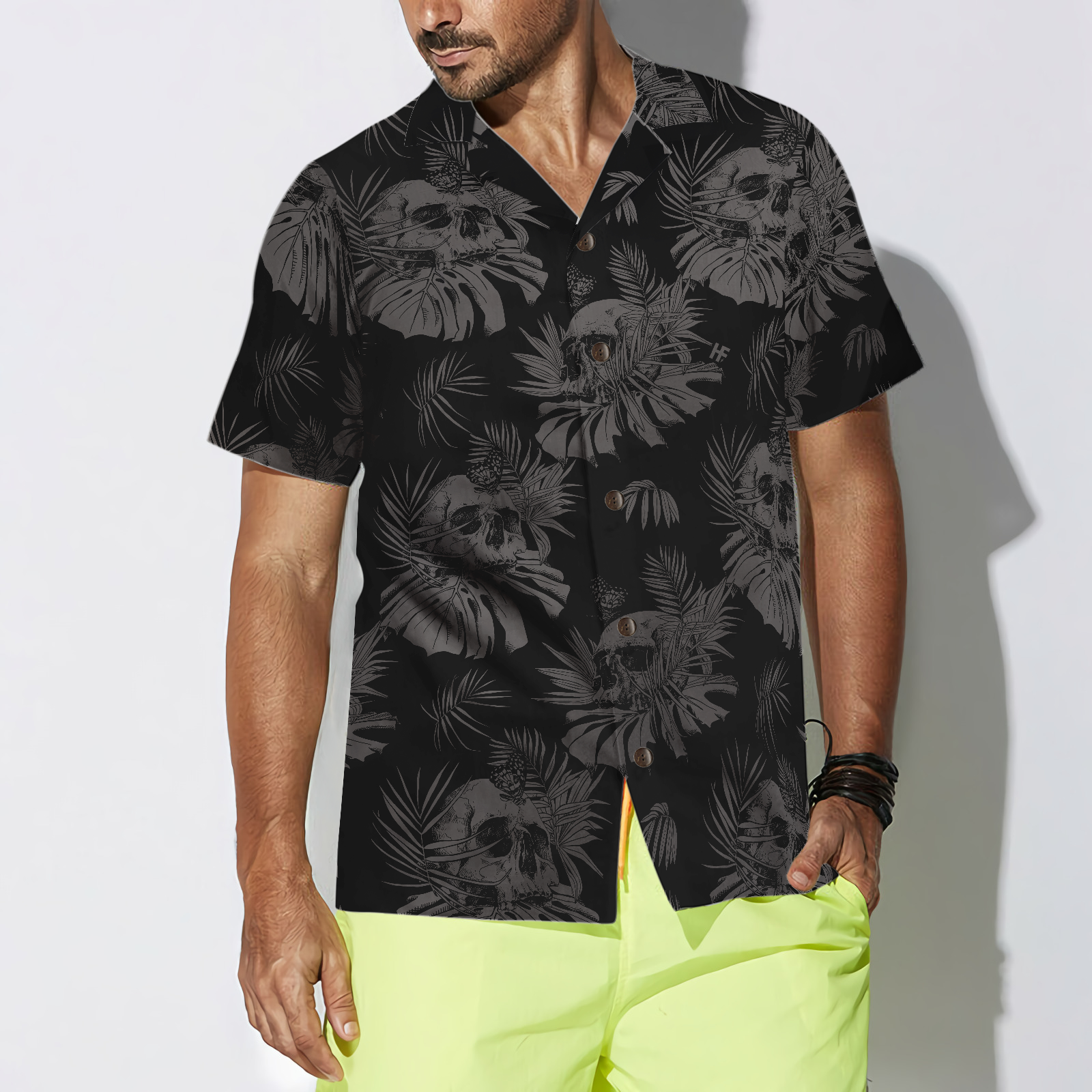 Seamless Gothic Skull With Butterfly Goth Hawaiian Shirt - Hyperfavor