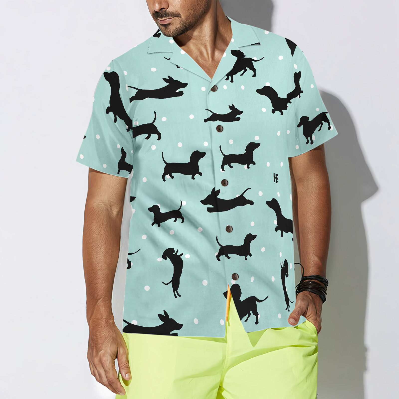 Small Dachshund Pattern Hawaiian Shirt - Hyperfavor