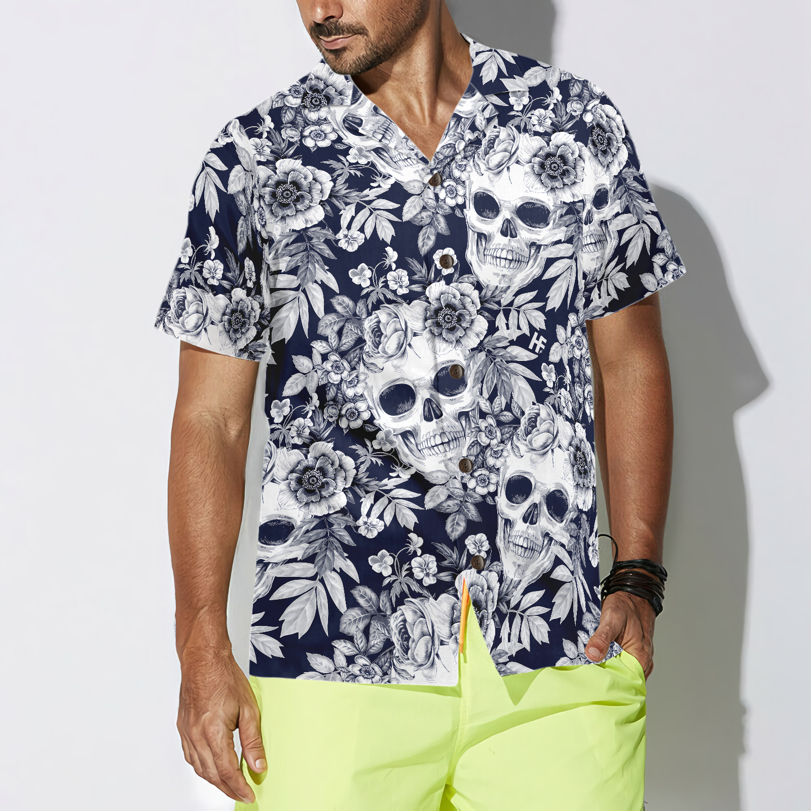 Wreaths Of Garden Flowers And Skulls Hawaiian Shirt - Hyperfavor