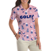 Golf Girl Summer Pattern Short Sleeve Women Polo Shirt, Pink Golf Shirt For Ladies, Unique Female Golf Gift - Hyperfavor