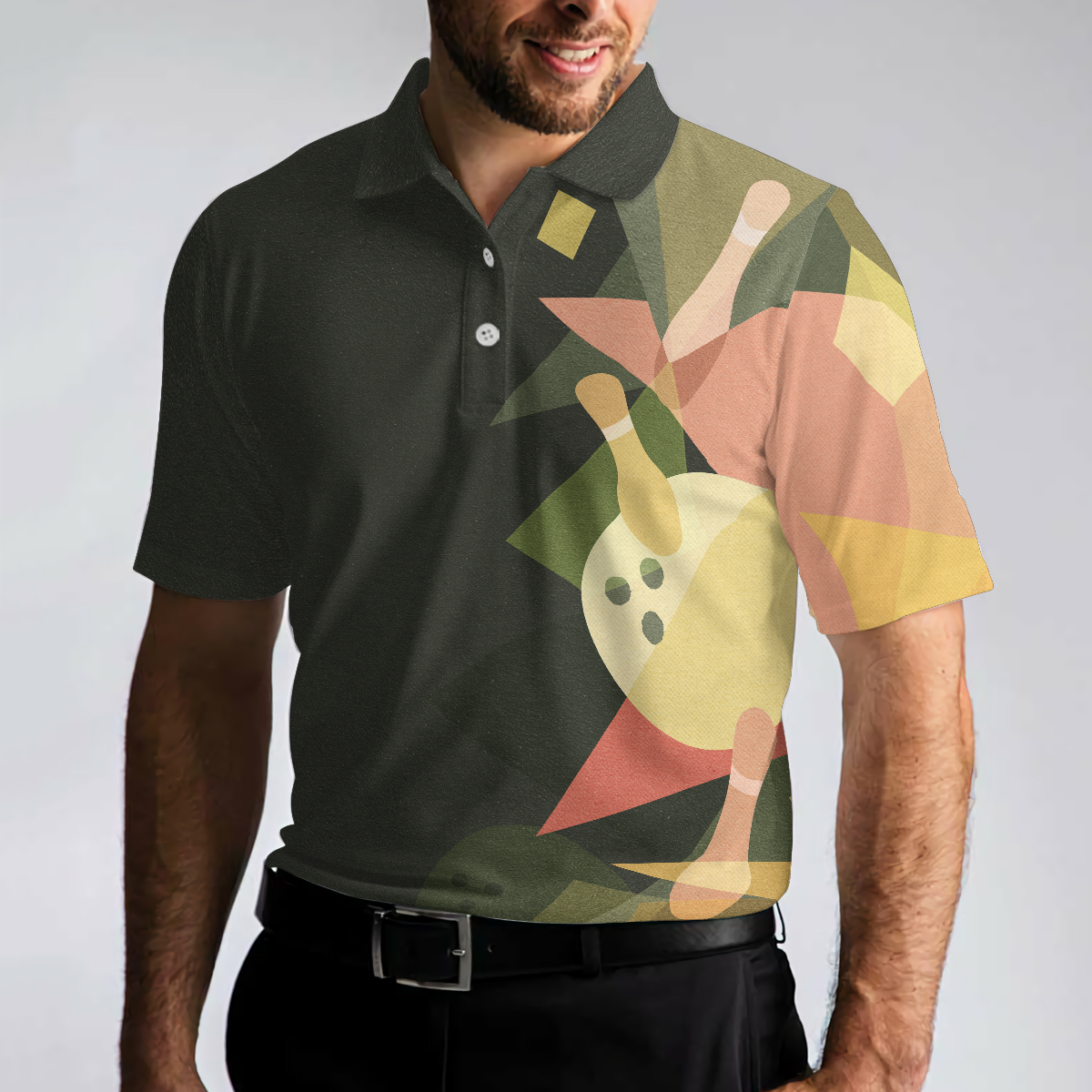 Artistic Mens Colorful Bowling Polo Shirt - Hyperfavor