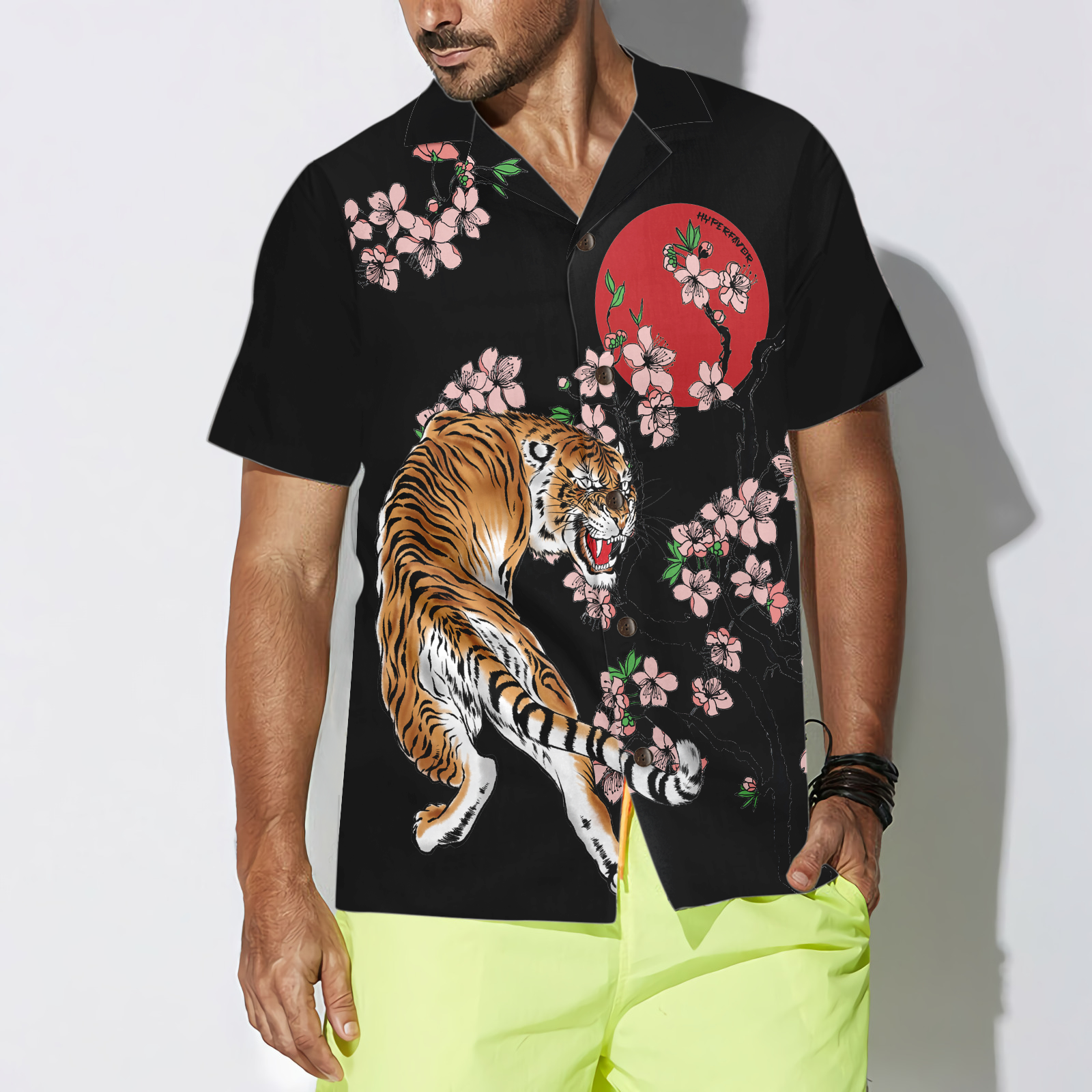 Japanese Tiger Sakura Shirt For Men Hawaiian Shirt - Hyperfavor