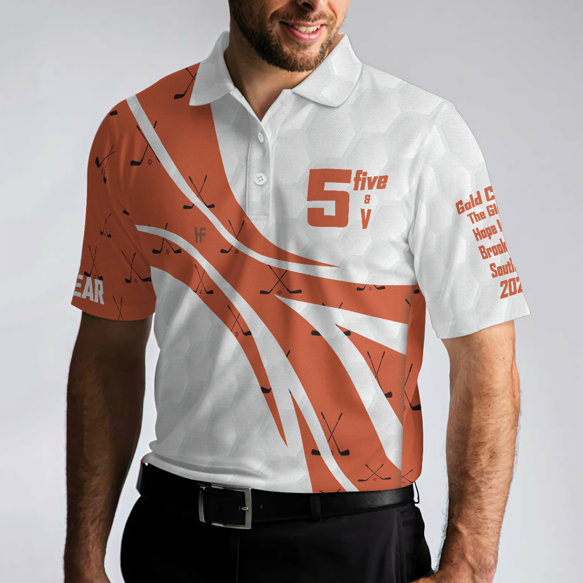 5 Five & V Orange Golf Polo Shirt - Hyperfavor