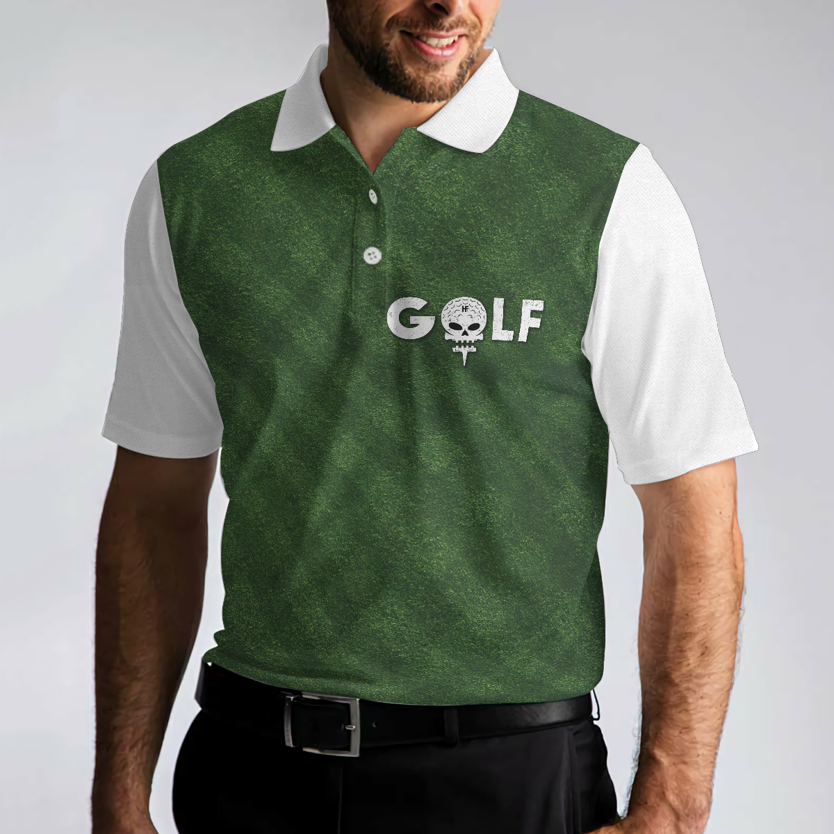 Golf Green Background Polo Shirt, Classic Green Golf Shirt For Men, Cool Gift For Golfers - Hyperfavor