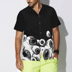 Half Shirt Scary Eyes Goth Hawaiian Shirt - Hyperfavor