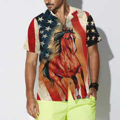 Horse American Flag Hawaiian Shirt - Hyperfavor