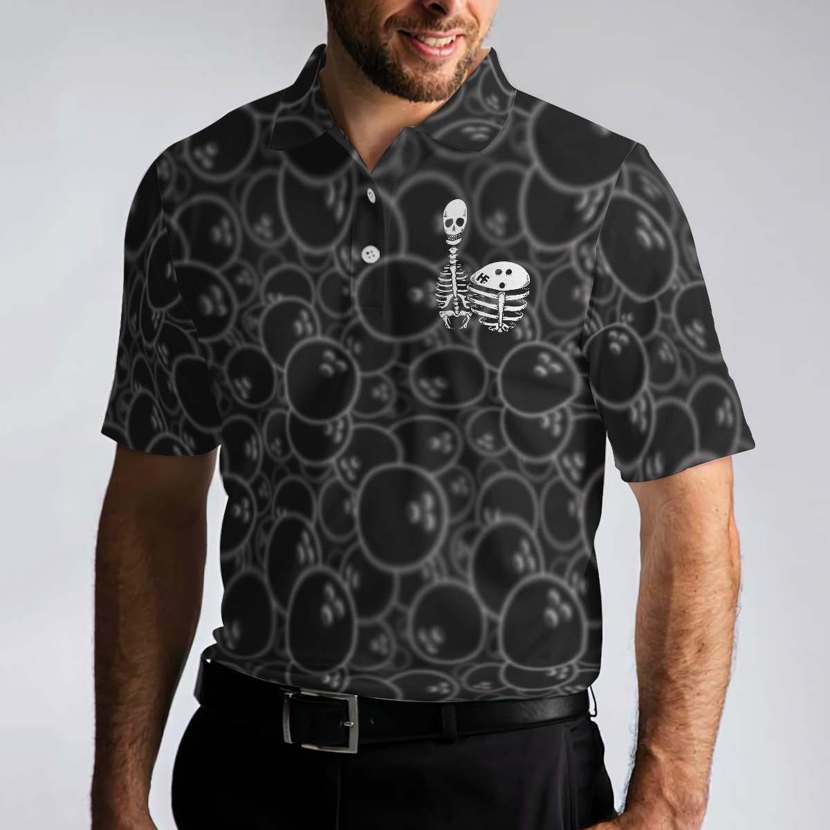 Real Grandpas Bowl Polo Shirt, Black Ball Pattern Bowling Polo Shirt, Funny Bowling Shirt With Sayings - Hyperfavor