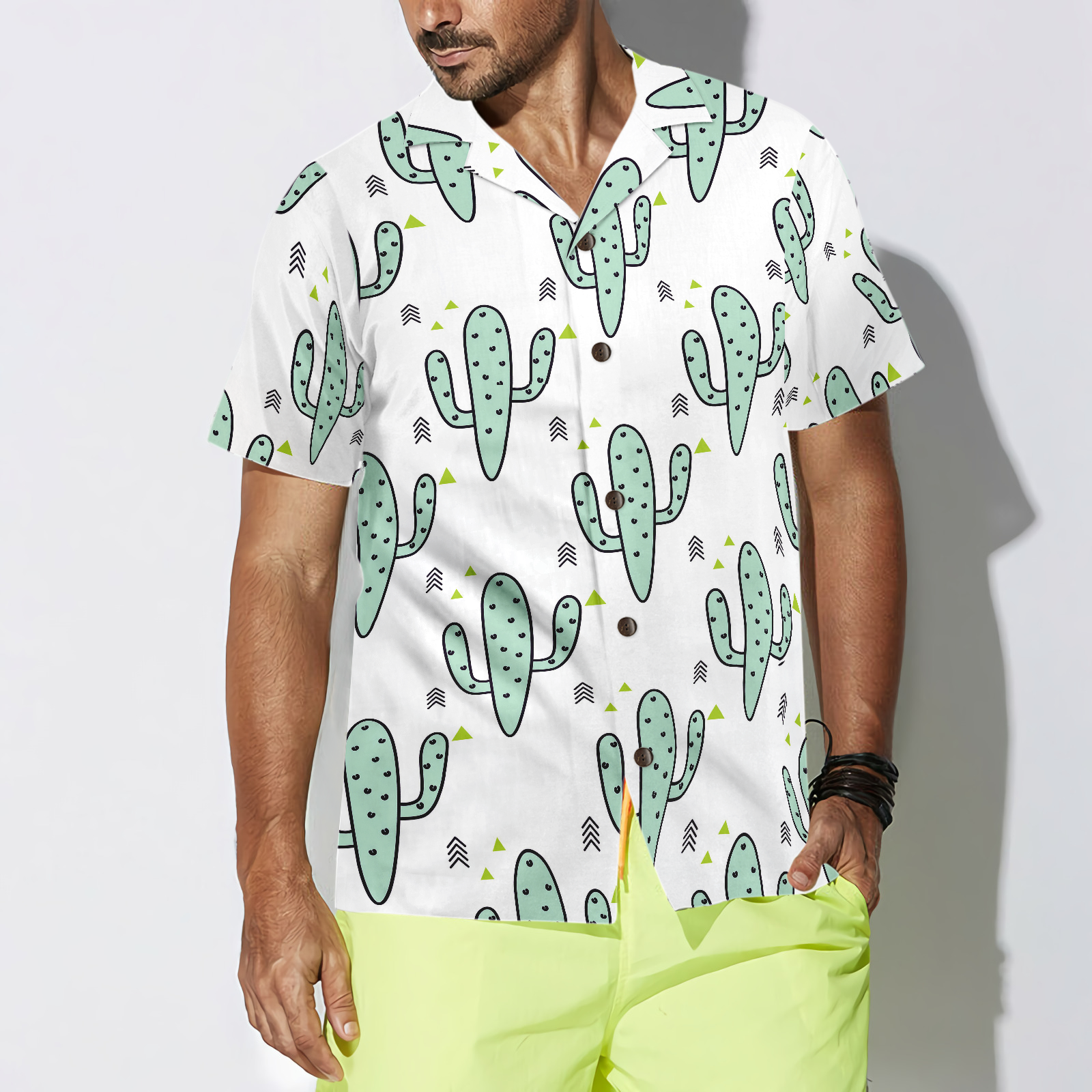 Green Mint Cactuses Hawaiian Shirt - Hyperfavor