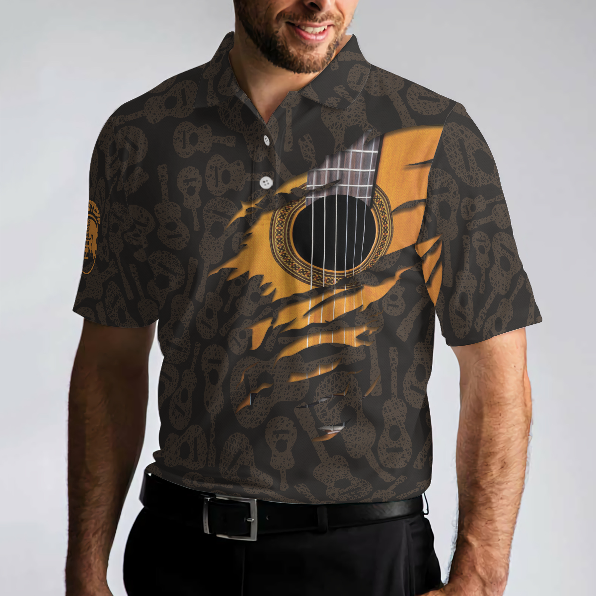 Life Without Guitar Would Be Flat Short Sleeve Polo Shirt, Guitar Pattern Polo Shirt, Best Guitar Shirt For Men - Hyperfavor