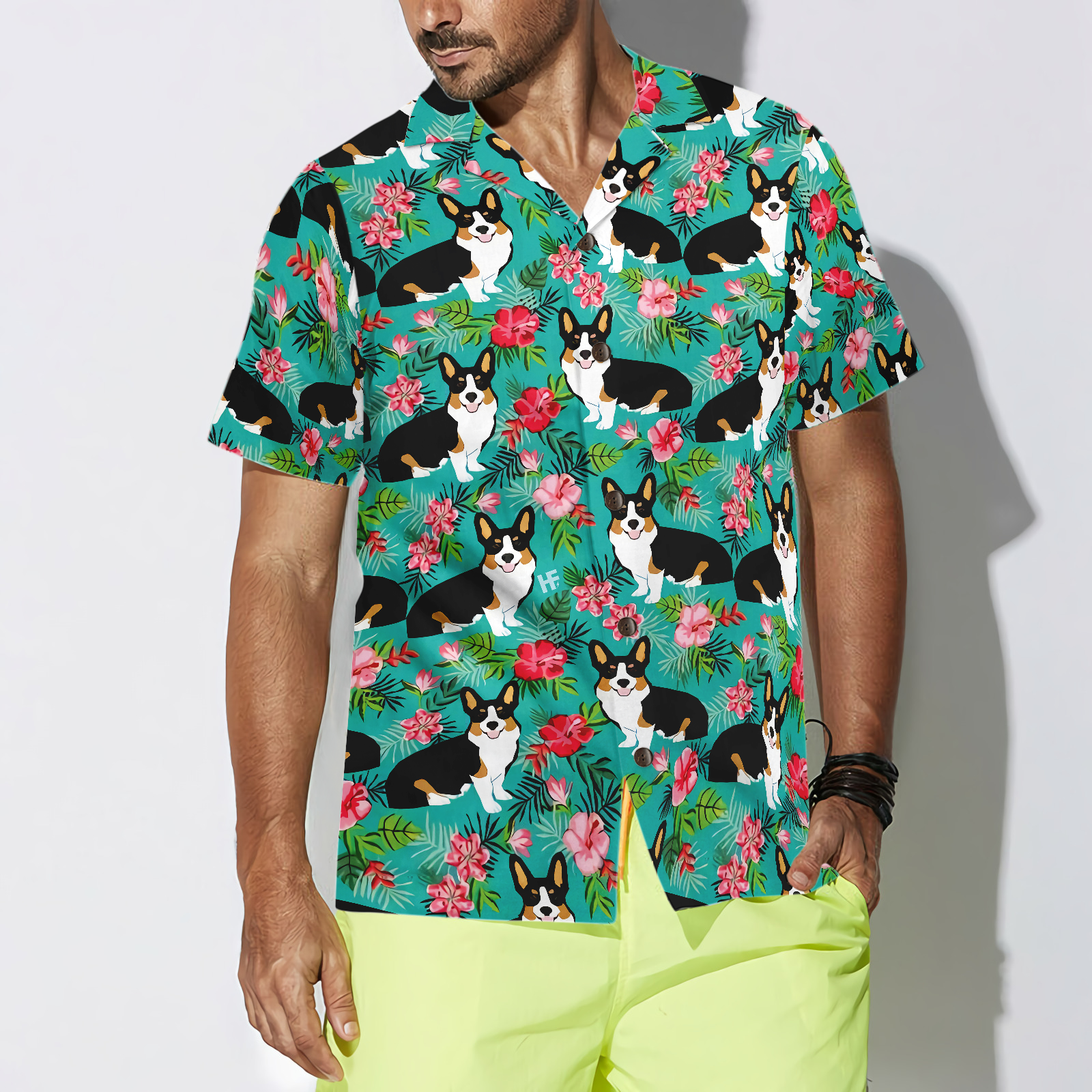 Tropical Floral Corgi Hawaiian Shirt, Corgi Shirt For Men And Women - Hyperfavor