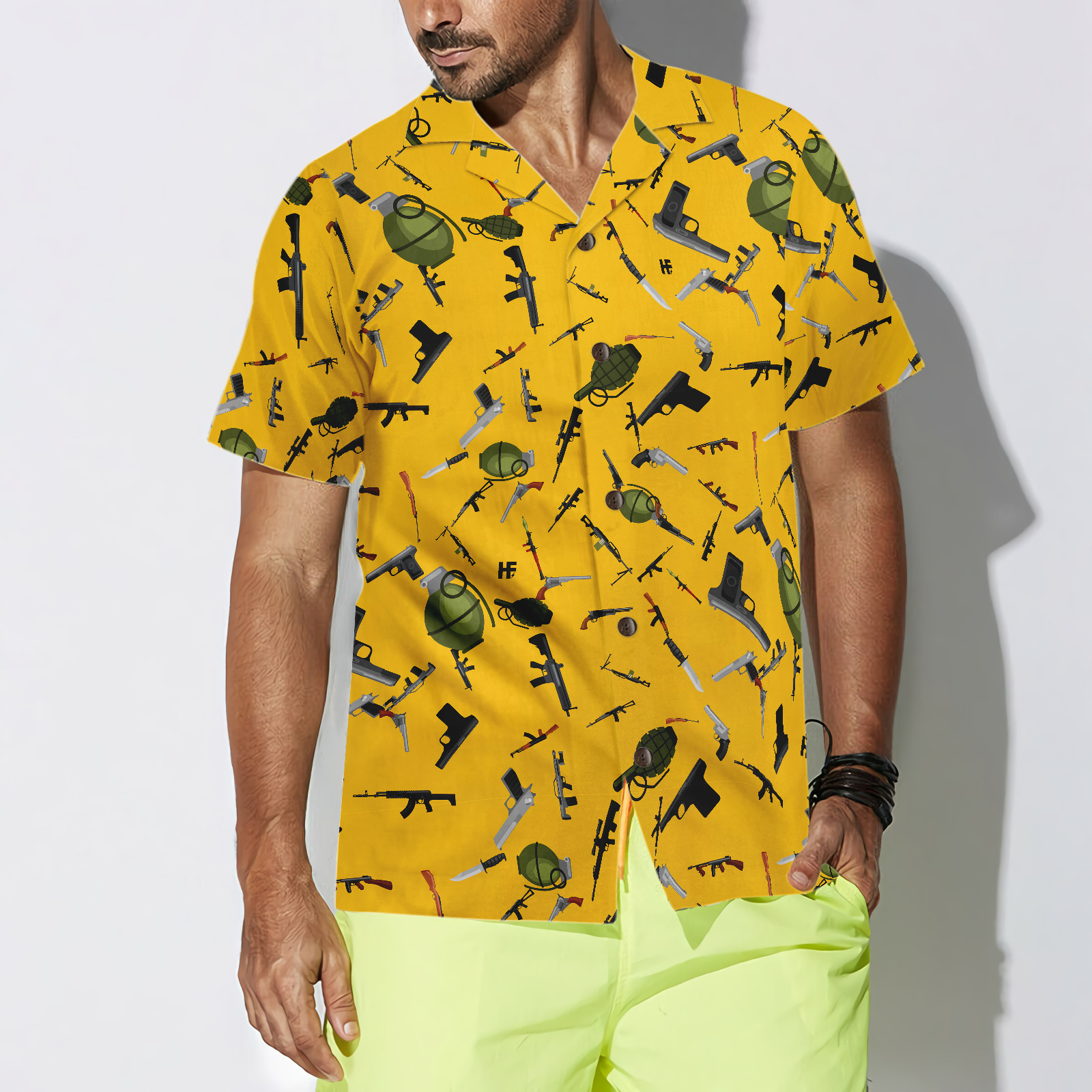 Gun Military Gear Hawaiian Shirt - Hyperfavor