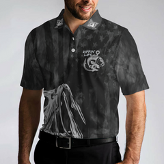 Rippin' Lips Skull Fish Skeleton Fishing Polo Shirt, Black Fish Hook Polo Shirt, Best Fishing Shirt For Men - Hyperfavor