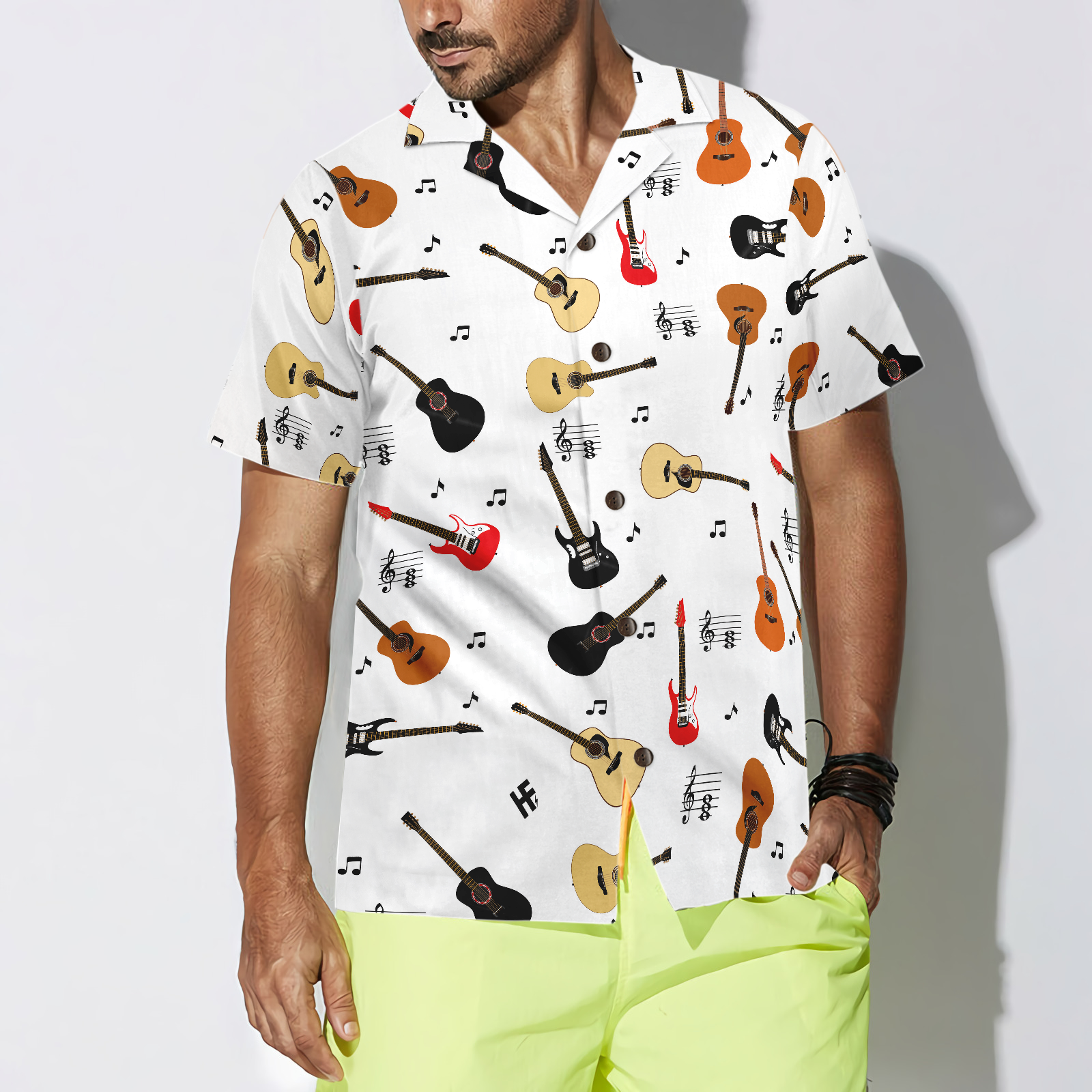 Guitar Musical Note Hawaiian Shirt - Hyperfavor