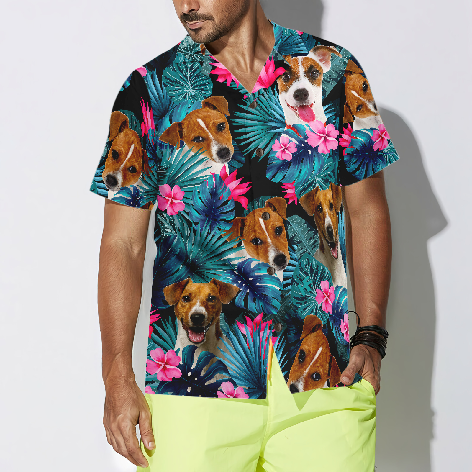 Tropical Jack Russell Terrier Hawaiian Shirt - Hyperfavor