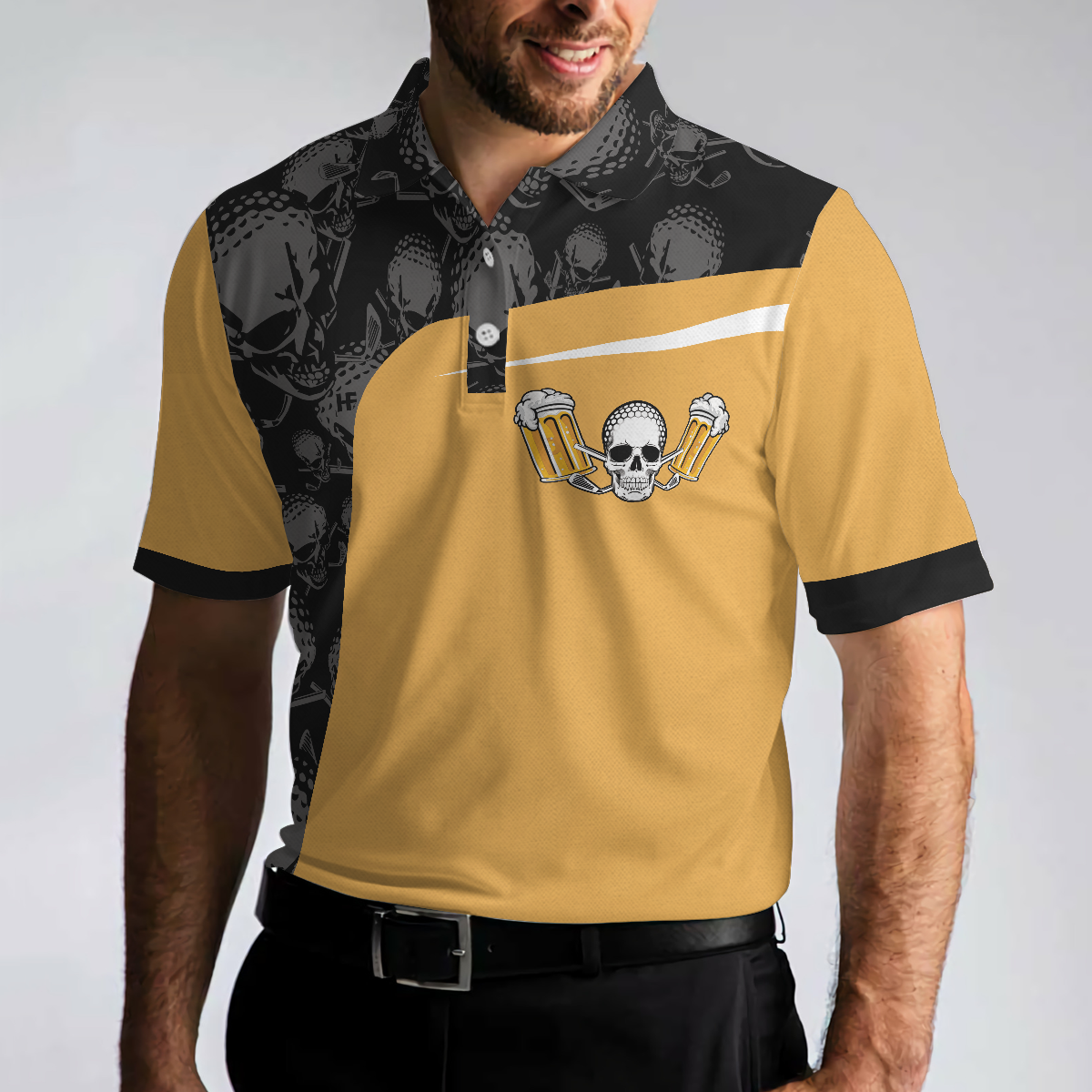 Golf & Beer Make Me Happy Polo Shirt, Funny Drinking Golf Polo Shirt For Men, Best Beer Golf Polo Shirt - Hyperfavor