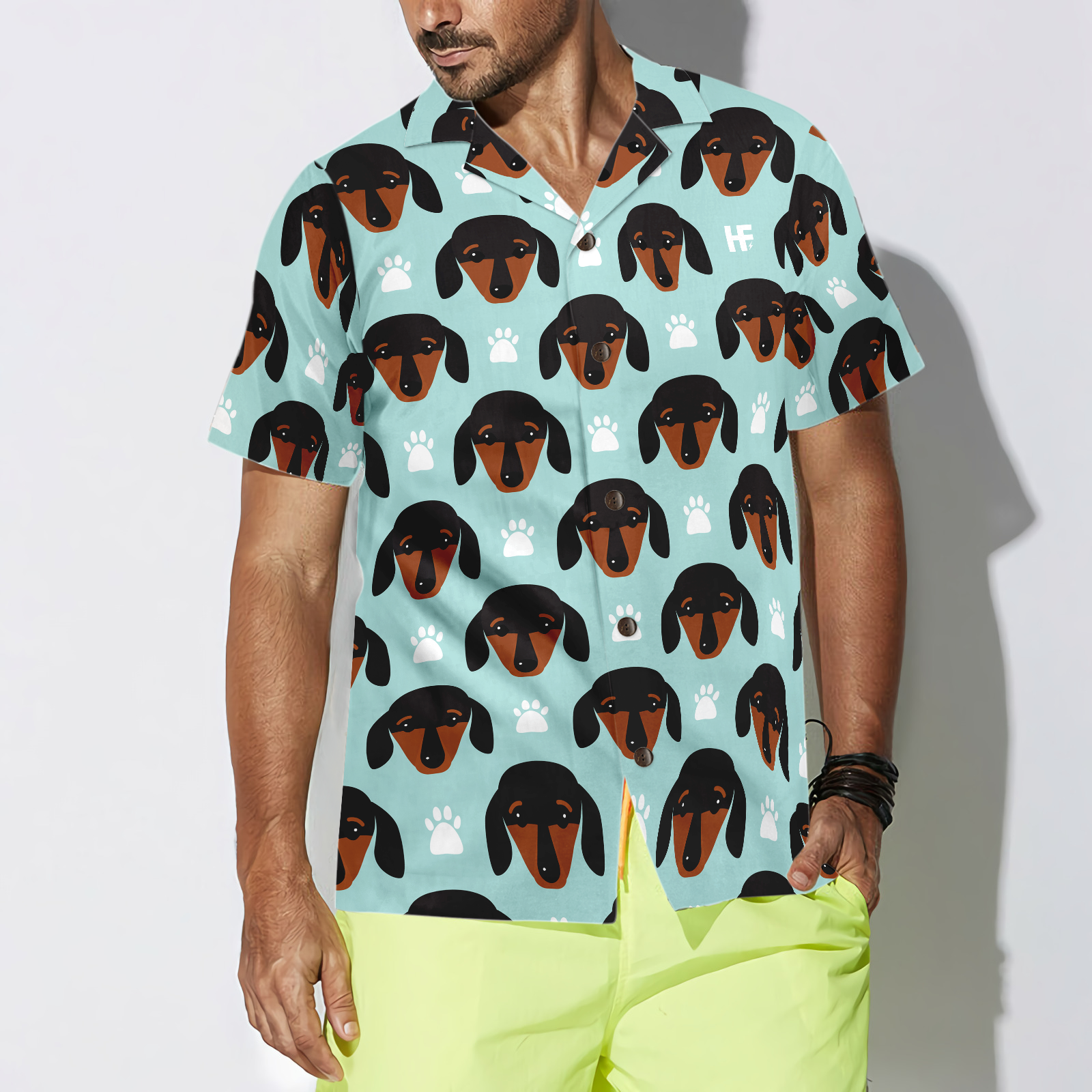 Little Dachshund Puppy Head Hawaiian Shirt - Hyperfavor