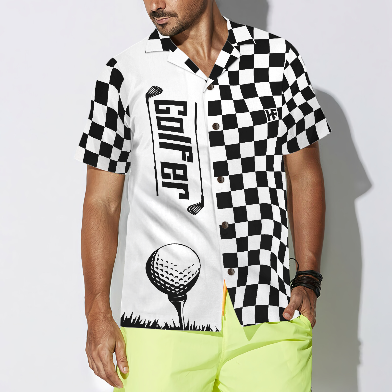 Checkerboard Style Golfer Hawaiian Shirt - Hyperfavor