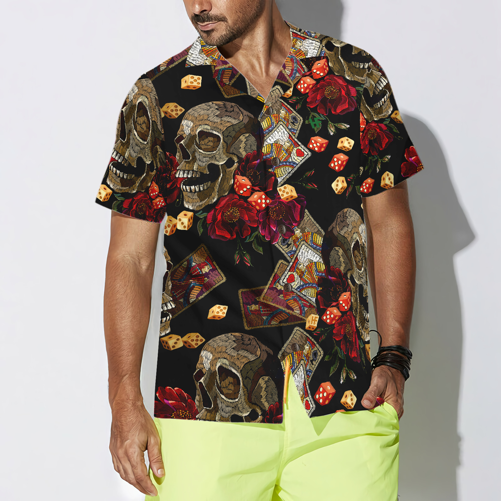 Casino Skull Colorful Hawaiian Shirt - Hyperfavor