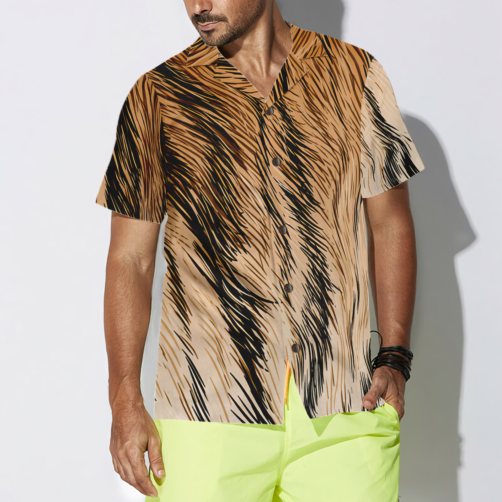 Tiger Fur Strip Pattern Hawaiian Shirt - Hyperfavor