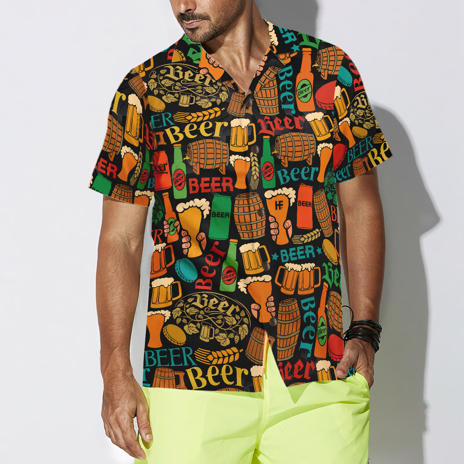 Beer Mug Pattern Hawaiian Shirt - Hyperfavor