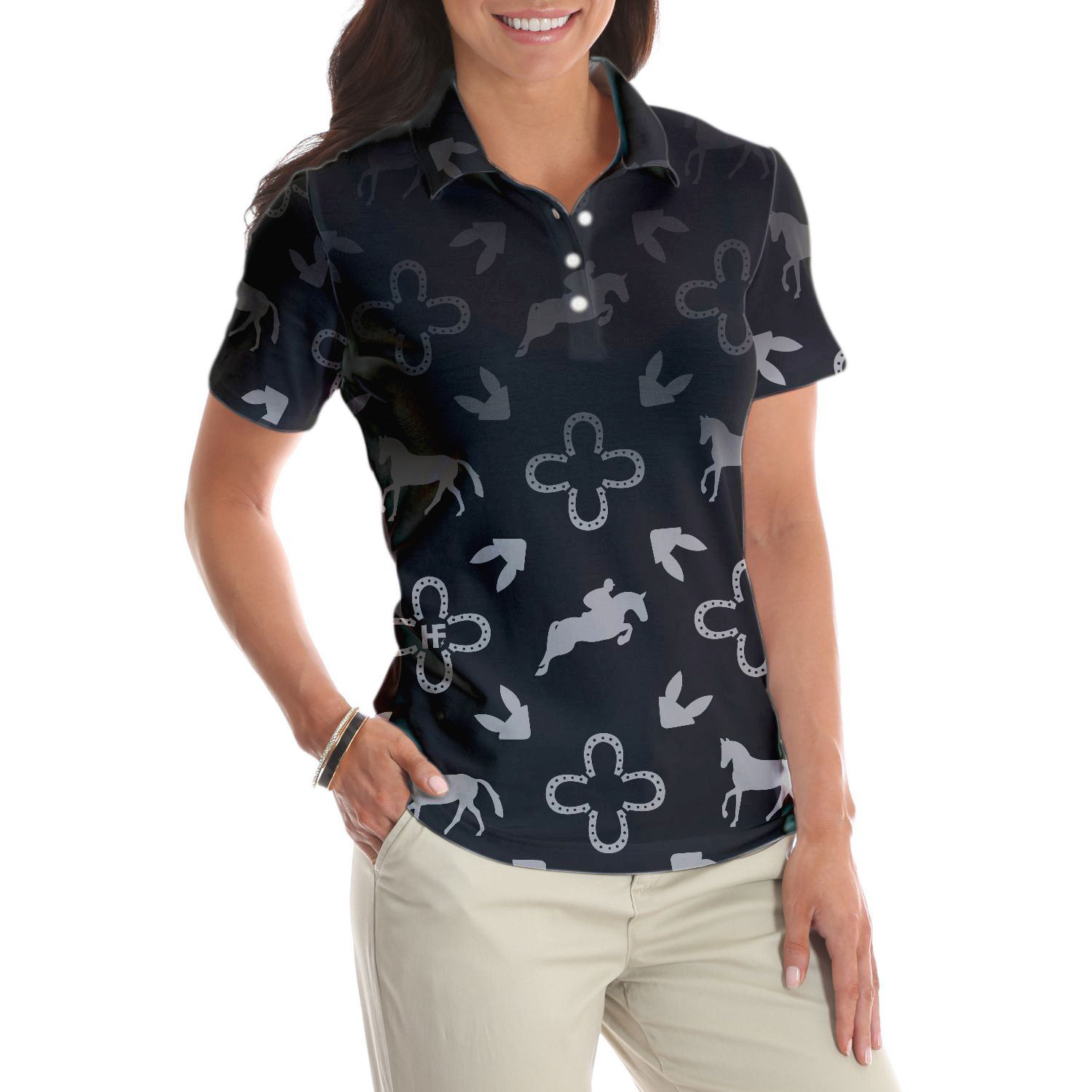 Luxury Equestrian Shirt For Women Short Sleeve Women Polo Shirt - Hyperfavor