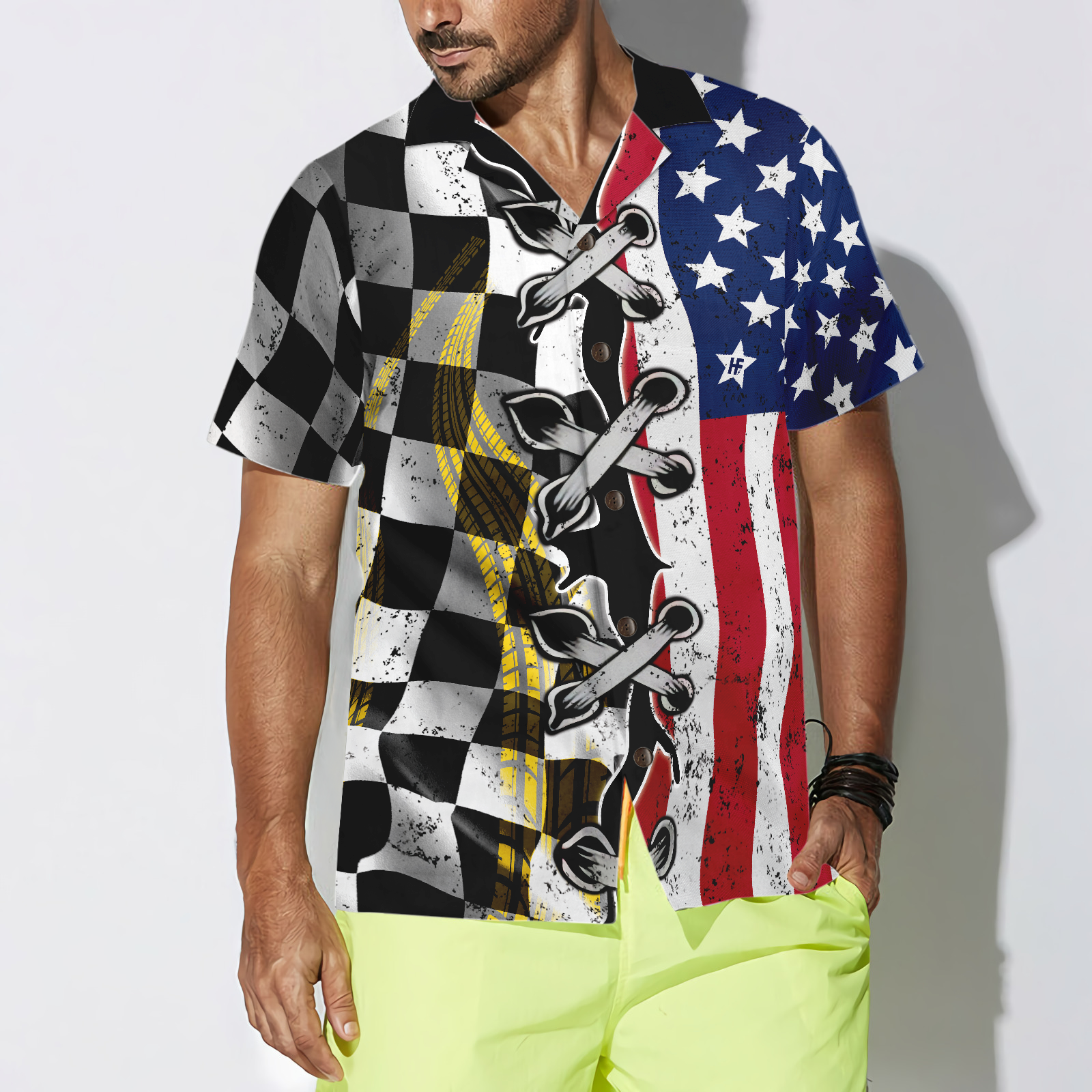 Dirt Track Racing Flag Hawaiian Shirt - Hyperfavor