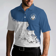 Louisiana State And Map Short Sleeve Polo Shirt, Cool Lousiana Flag Shirt For Men - Hyperfavor