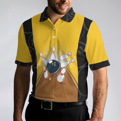 May The Lane Be With You Polo Shirt, Black And Yellow Bowling Ball Pattern Shirt, Funny Sayings Shirt - Hyperfavor