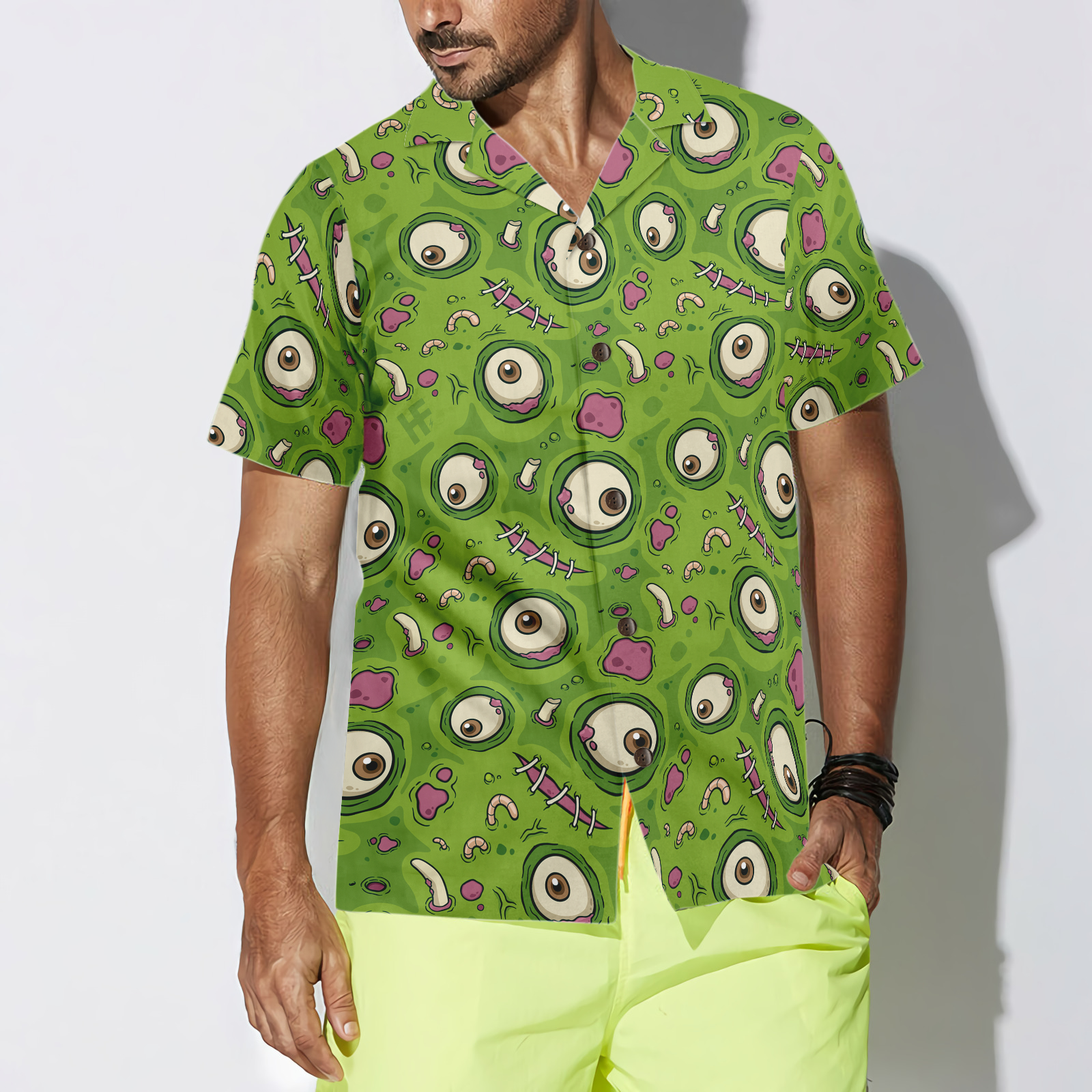 Creepy Halloween Zombie Skin Hawaiian Shirt - Hyperfavor