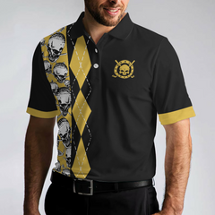 All Men Are Created Equal Then A Few Become A Golfer Polo Shirt, Black And Yellow Skull Golf Shirt For Men - Hyperfavor