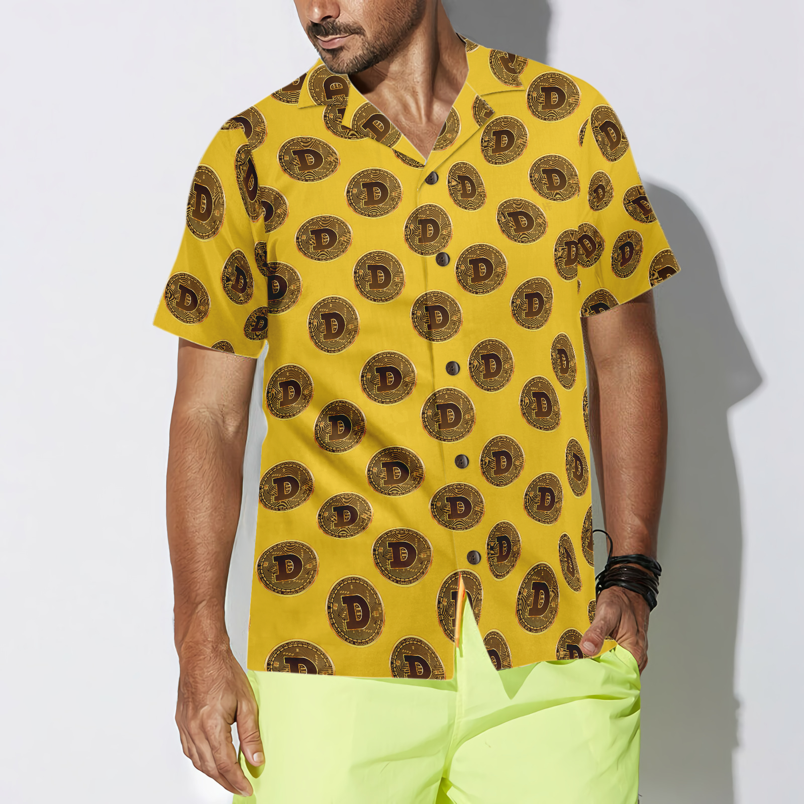 Dogecoin Pattern Hawaiian Shirt - Hyperfavor