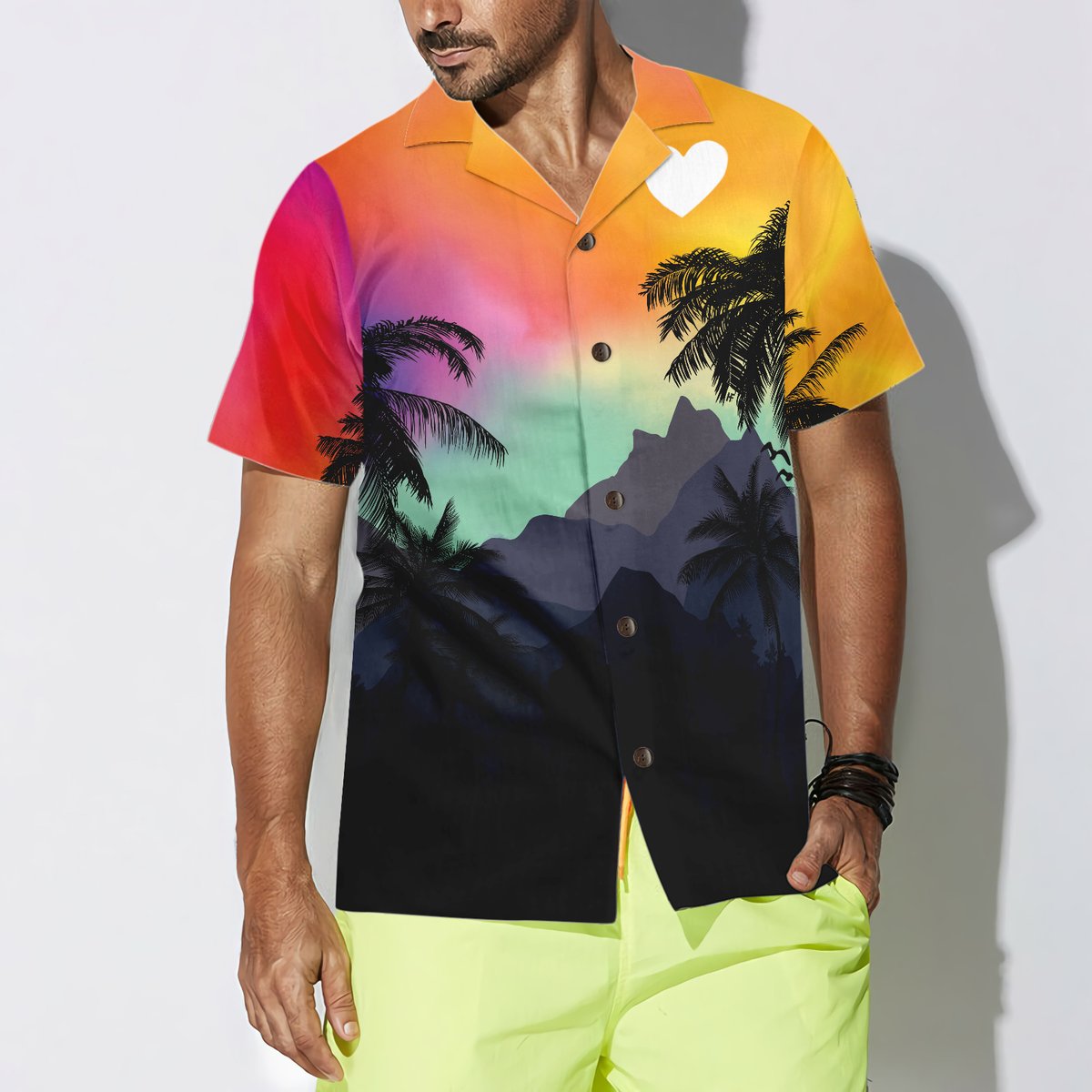 LGBT Sunset With Heart Hawaiian Shirt - Hyperfavor