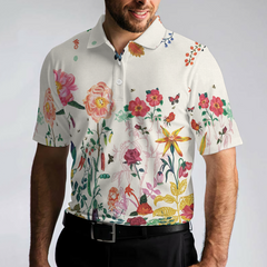 Tropical Floral Summer Polo Shirt, Floral Print Tropical Polo Shirt For Summer, Best Summer Vibe Shirt - Hyperfavor