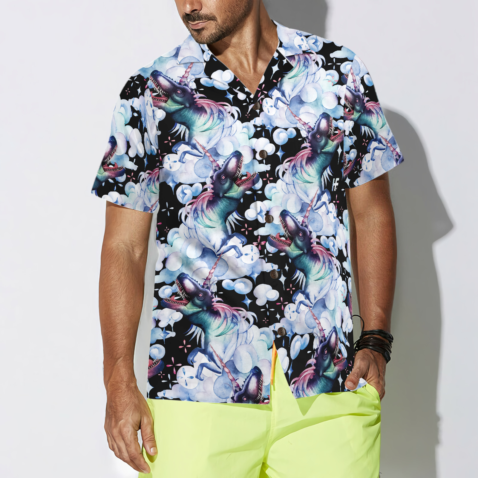 Unicorn T-Rex Dinosaur Hawaiian Shirt - Hyperfavor