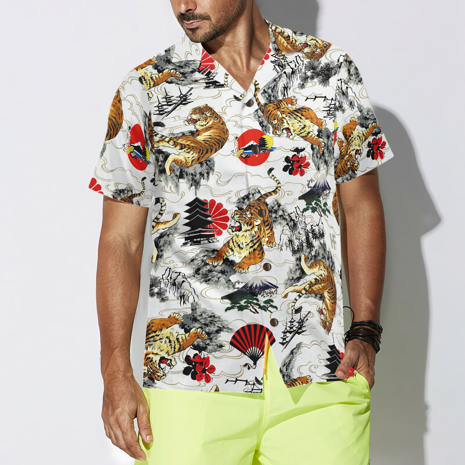 Japanese Tiger Tattoo Shirt For Men Hawaiian Shirt - Hyperfavor