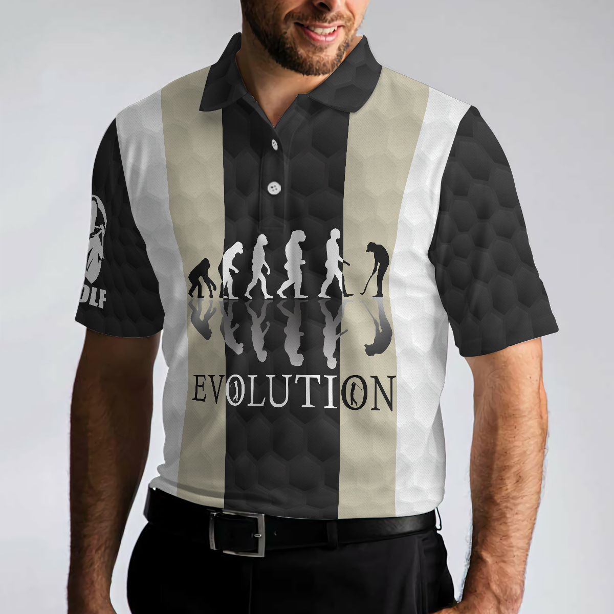 Elegant Men Golfer Evolution Golf Polo Shirt, Unique Golf Shirt For Men - Hyperfavor