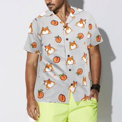 Corgi Butt And Peaches Seamless Hawaiian Shirt - Hyperfavor