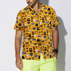 Yellow Ice Hockey Gear Hawaiian Shirt - Hyperfavor